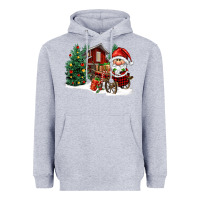 Heather Grey christmas gnomes barnyard Heavyweight Hoodie - FaDigitalArtStudio
