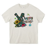 Cream Happy Easter Heavy Core Tee - CowhideDigitalArt