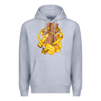 Heather Grey Childhood Cancer diva yellow ribbon Premium Hoodie - NancyCooperArtShop