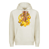 Oatmeal Heather Childhood Cancer diva yellow ribbon Premium Hoodie - NancyCooperArtShop