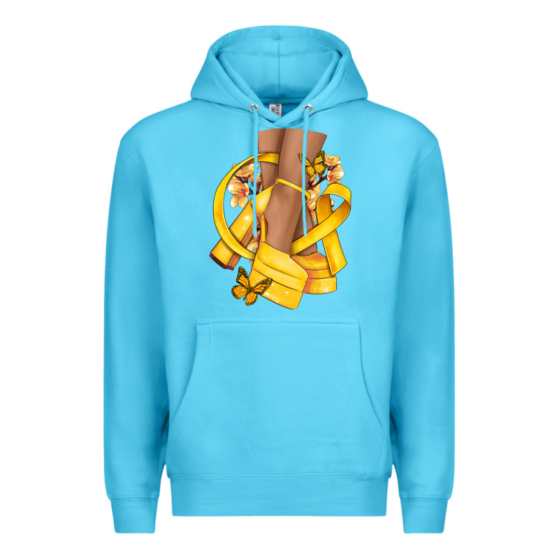 Childhood Cancer Diva Yellow Ribbon Premium Hoodie by NancyCooperArtShop | Teevron