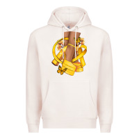 Pale Pink Childhood Cancer diva yellow ribbon Premium Hoodie - NancyCooperArtShop