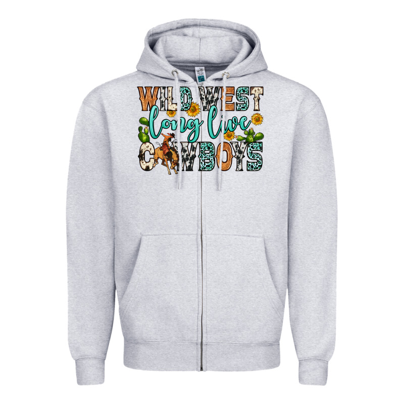 Wild West Long Live Cowboys Zipper Hoodie by Zillion Design Studio | Teevron