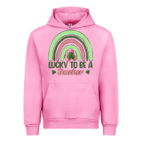 Fuchsia Pink lucky to be a teacher Urban Hoodie - MaliasSmallBusiness