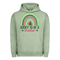 Pigment Oil Green lucky to be a teacher Urban Hoodie - MaliasSmallBusiness