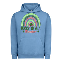 Pigment Pebble Blue lucky to be a teacher Urban Hoodie - MaliasSmallBusiness