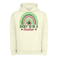 Pigment Pistachio lucky to be a teacher Urban Hoodie - MaliasSmallBusiness