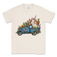 Natural Happy Easter Truck with Bunny Eggs And Carrot Classic Tee - RanaPortraitStore
