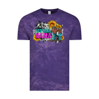 Cloud Purple cowgirl mama with boots and sunflowers and cowhide Vintage Tee - Artiststas