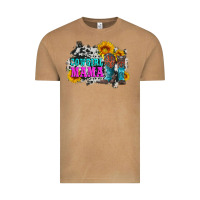 Vintage Camel cowgirl mama with boots and sunflowers and cowhide Vintage Tee - Artiststas