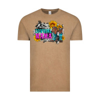 Cowgirl Mama With Boots And Sunflowers And Cowhide Vintage Tee | Teevron