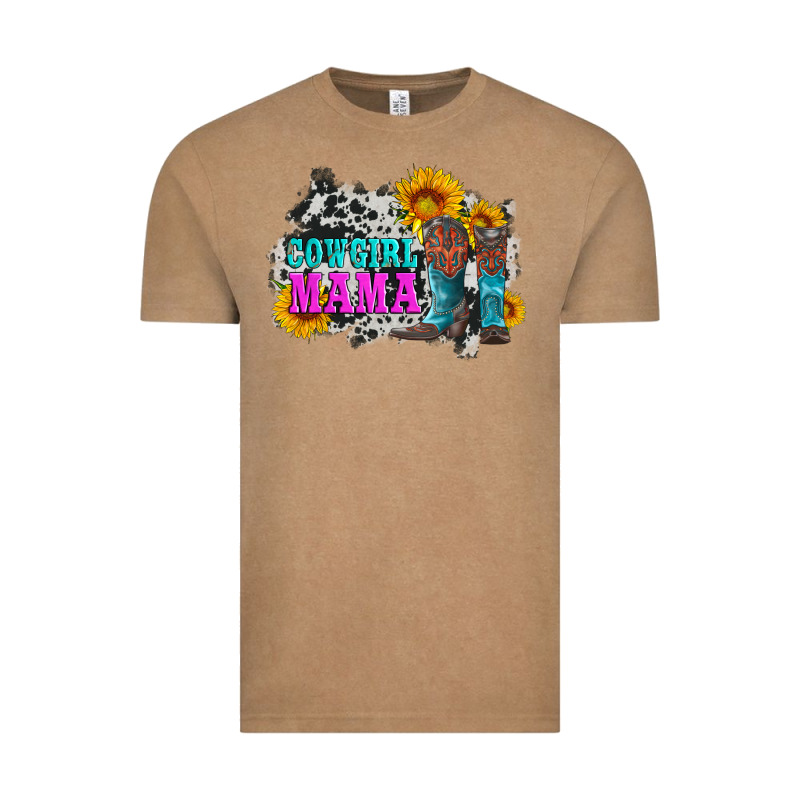 Cowgirl Mama With Boots And Sunflowers And Cowhide Vintage Tee by Artiststas | Teevron
