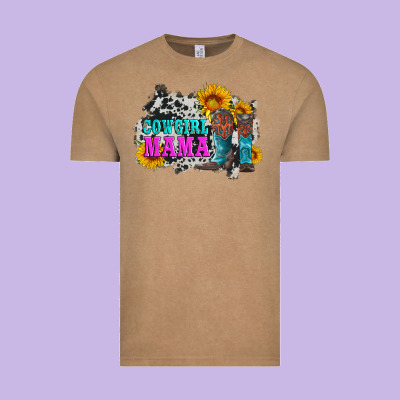 Cowgirl Mama With Boots And Sunflowers And Cowhide Vintage Tee Designed By Artiststas