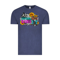 Vintage Denim cowgirl mama with boots and sunflowers and cowhide Vintage Tee - Artiststas