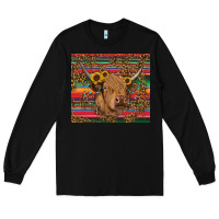 Black serape leopard turquoise sunflowers cow Long Sleeve Tee - RanaPortraitStore