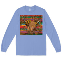 Colony Blue serape leopard turquoise sunflowers cow Long Sleeve Tee - RanaPortraitStore