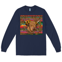Navy serape leopard turquoise sunflowers cow Long Sleeve Tee - RanaPortraitStore