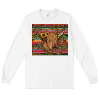 White serape leopard turquoise sunflowers cow Long Sleeve Tee - RanaPortraitStore