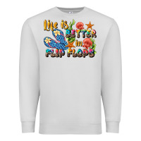 Dove Grey life is better in flip flops summer Premium Sweatshirt - JahusDesignShop