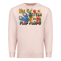 Pale Pink life is better in flip flops summer Premium Sweatshirt - JahusDesignShop