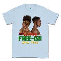 Dusty Blue living free ish since 1865 with afro black woman a Classic Tee - texasbilliewilder