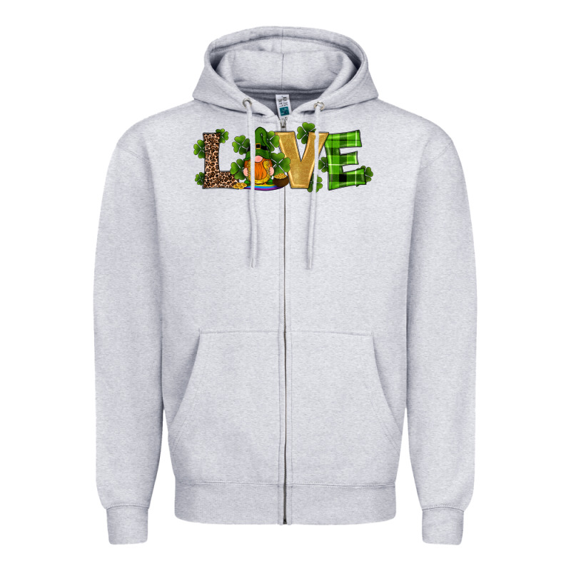 St Patricks Day Gnomes Shamrock Horseshoes Love Zipper Hoodie by RanaPortraitStore | Teevron
