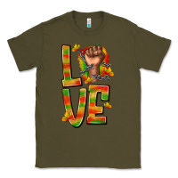 Army Green love juneteenth with fist Classic Tee - texasbilliewilder