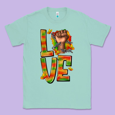 Classic Tee love juneteenth with fist