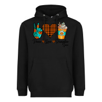 Black Peace Love Pumpkin Spice Heavyweight Hoodie - CowhideDigitalArt
