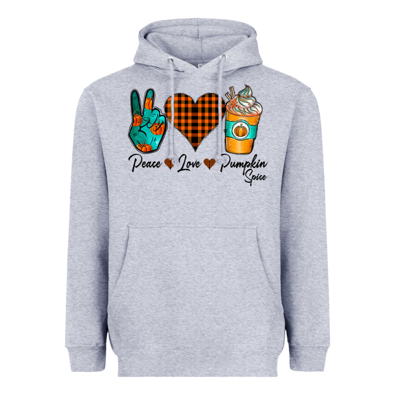 Peace Love Pumpkin Spice Heavyweight Hoodie by CowhideDigitalArt | Teevron