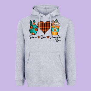 Peace Love Pumpkin Spice Heavyweight Hoodie Designed By Cowhidedigitalart