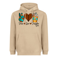 Mushroom Peace Love Pumpkin Spice Heavyweight Hoodie - CowhideDigitalArt