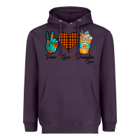 Plum Peace Love Pumpkin Spice Heavyweight Hoodie - CowhideDigitalArt