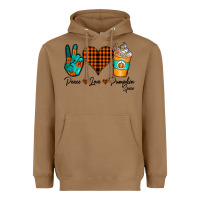 Toasted Coconut Peace Love Pumpkin Spice Heavyweight Hoodie - CowhideDigitalArt