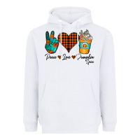 White Peace Love Pumpkin Spice Heavyweight Hoodie - CowhideDigitalArt