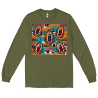 Army Green serape gemstone glitter cowhide lady of guadalupe Long Sleeve Tee - RanaPortraitStore