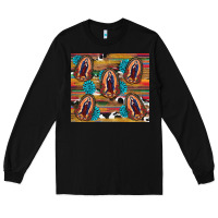 Black serape gemstone glitter cowhide lady of guadalupe Long Sleeve Tee - RanaPortraitStore