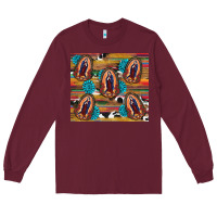 Burgundy serape gemstone glitter cowhide lady of guadalupe Long Sleeve Tee - RanaPortraitStore