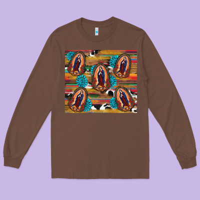 Long Sleeve Tee serape gemstone glitter cowhide lady of guadalupe