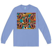Colony Blue serape gemstone glitter cowhide lady of guadalupe Long Sleeve Tee - RanaPortraitStore