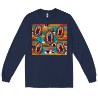 Navy serape gemstone glitter cowhide lady of guadalupe Long Sleeve Tee - RanaPortraitStore