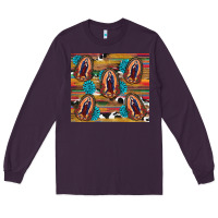 Plum serape gemstone glitter cowhide lady of guadalupe Long Sleeve Tee - RanaPortraitStore