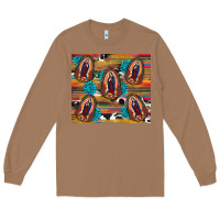Toasted Coconut serape gemstone glitter cowhide lady of guadalupe Long Sleeve Tee - RanaPortraitStore