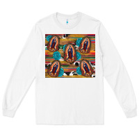 White serape gemstone glitter cowhide lady of guadalupe Long Sleeve Tee - RanaPortraitStore