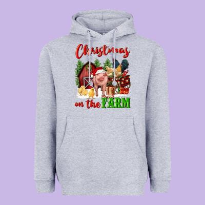 Christmas On The Farm Heavyweight Hoodie Designed By Fadigitalartstudio