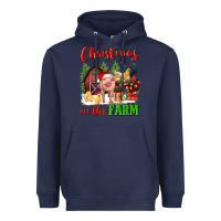 Navy christmas on the farm Heavyweight Hoodie - FaDigitalArtStudio