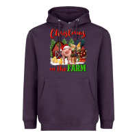 Plum christmas on the farm Heavyweight Hoodie - FaDigitalArtStudio