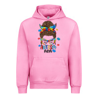 Fuchsia Pink messy bun autism mom Urban Hoodie - MaliasSmallBusiness