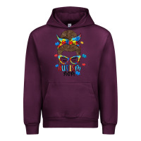 Mauve Wine messy bun autism mom Urban Hoodie - MaliasSmallBusiness