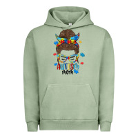 Pigment Oil Green messy bun autism mom Urban Hoodie - MaliasSmallBusiness